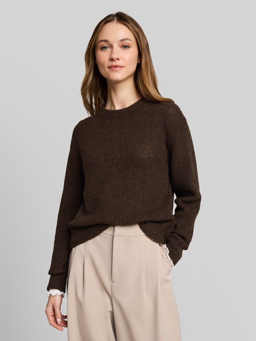 Lightweight Strickpullover mit Alpaka-Anteil von Denim Female, cool dark brown melange