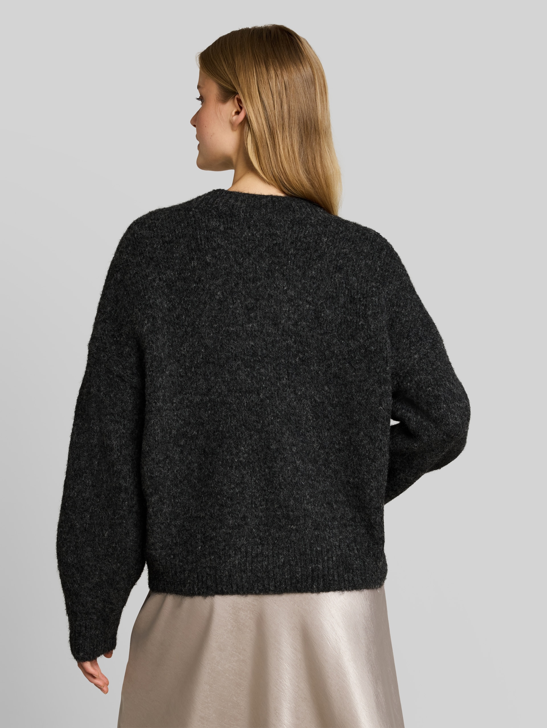 Relaxed Fit Strickpullover mit Wollanteil - Shale Grey Melange