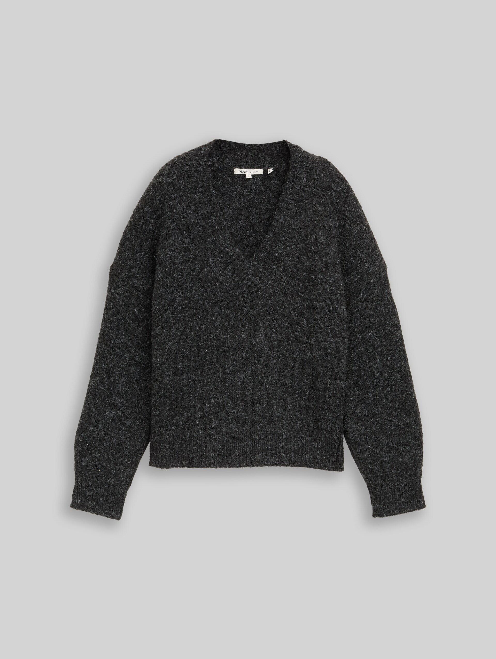 Relaxed Fit Strickpullover mit Wollanteil - Shale Grey Melange