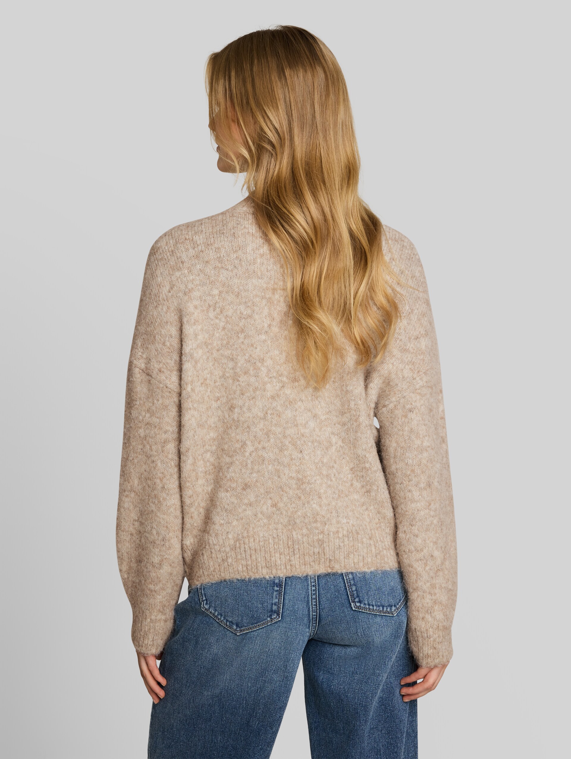 Relaxed Fit Strickpullover mit Wollanteil - atmosphere beige melange