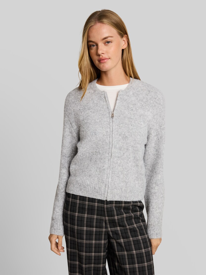 Relaxed Fit Cardigan mit Wollanteil von Denim Female, Light Soft Grey Melange