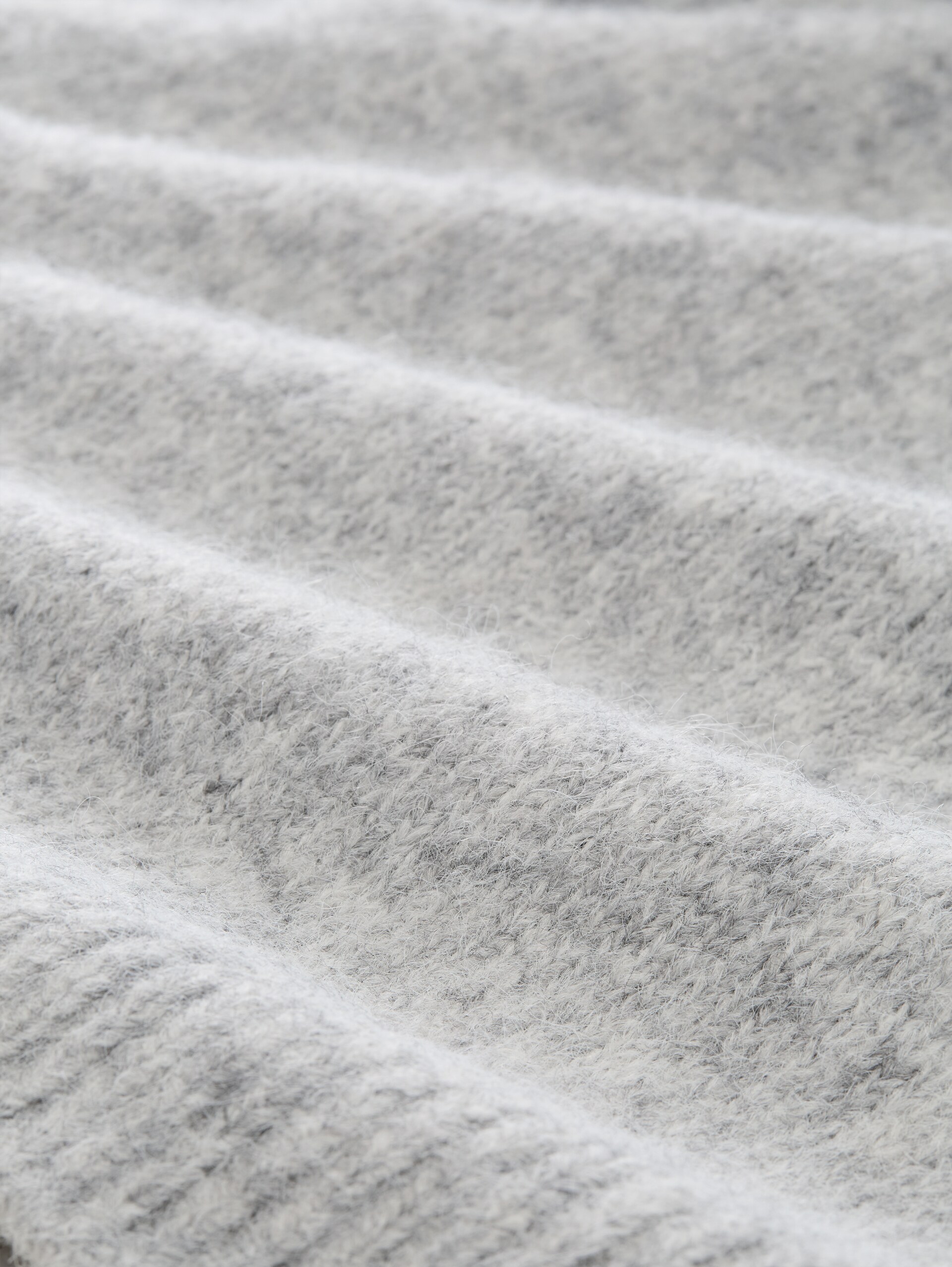 Relaxed Fit Cardigan mit Wollanteil - Light Soft Grey Melange - Material-Ansicht