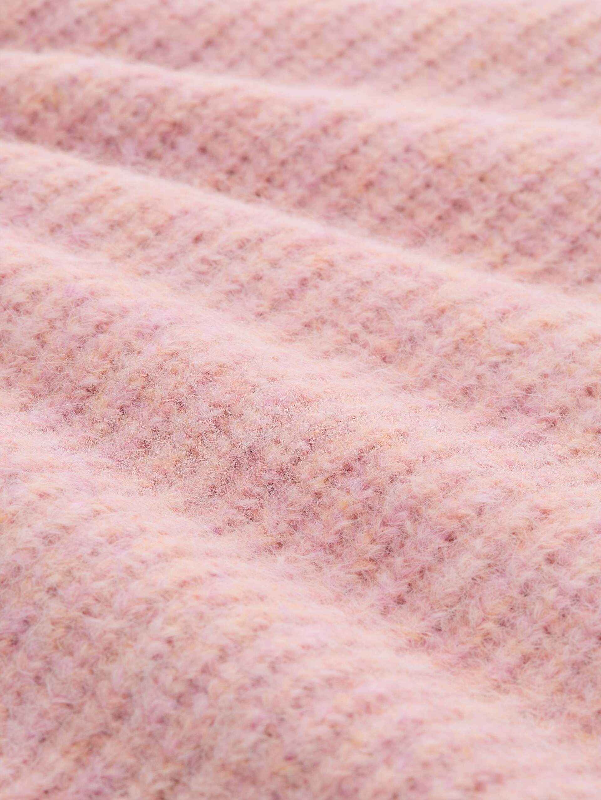 Relaxed Fit Strickpullover mit Rundhalsausschnitt - pink melange - Material-Ansicht