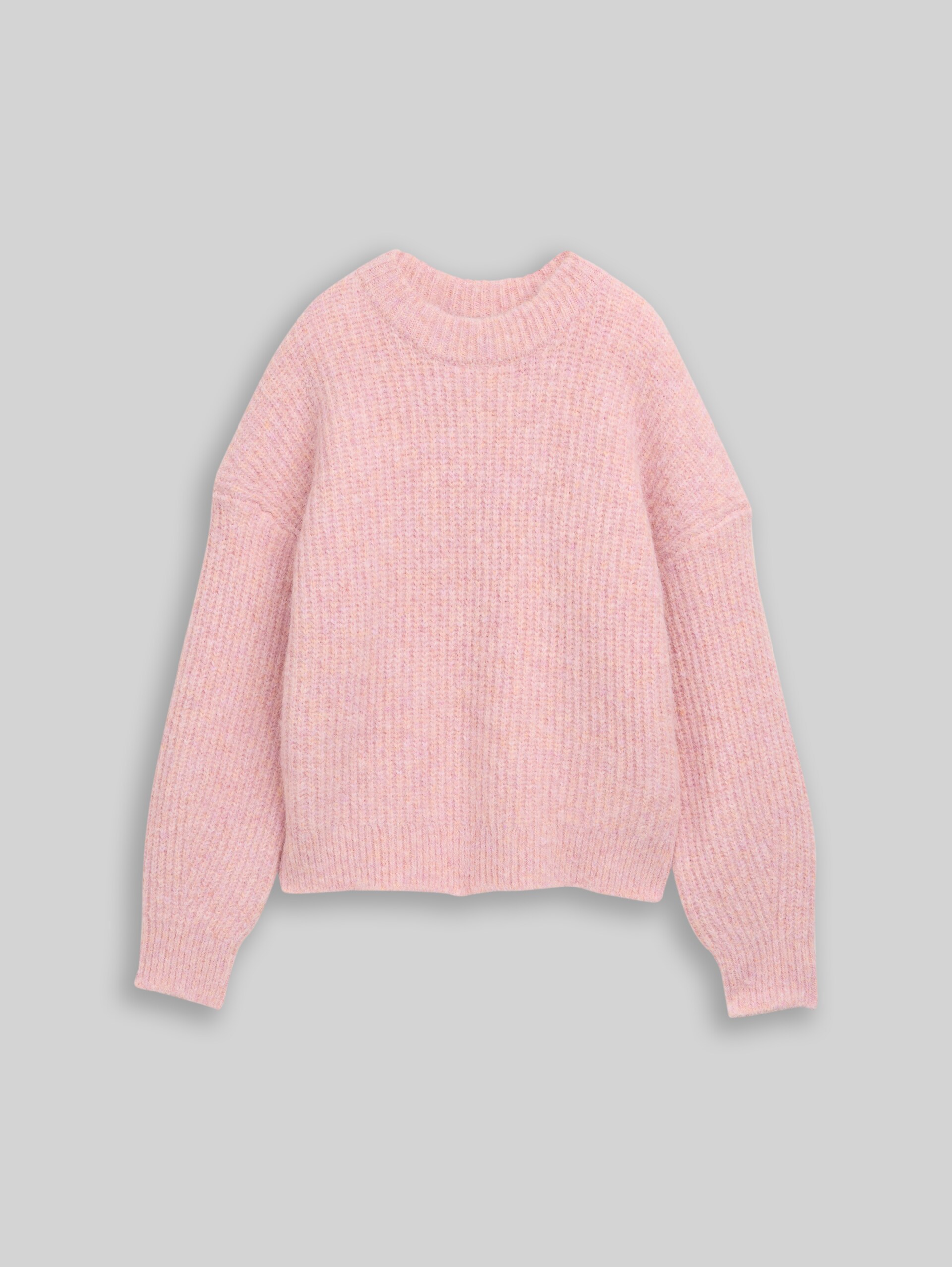Relaxed Fit Strickpullover mit Rundhalsausschnitt - pink melange