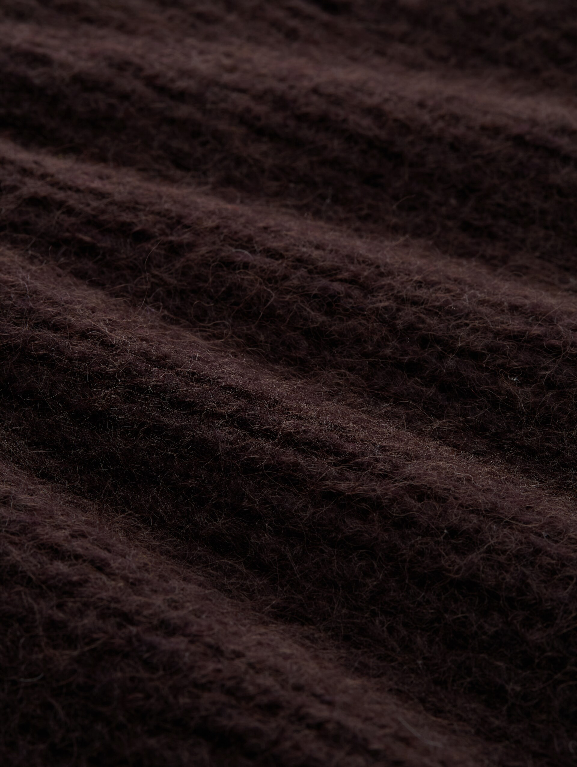 Pull en maille coupe décontractée à col rond - dark plum melange - Vue de la matière