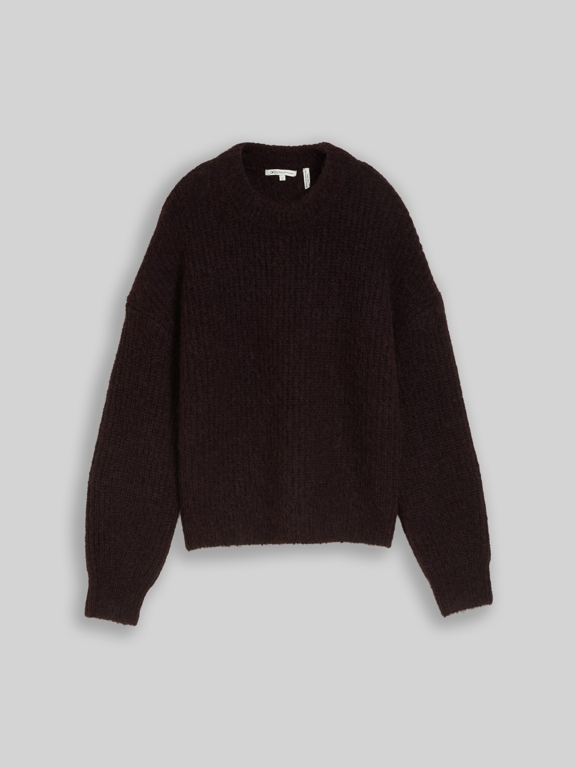 Pull en maille coupe décontractée à col rond - dark plum melange