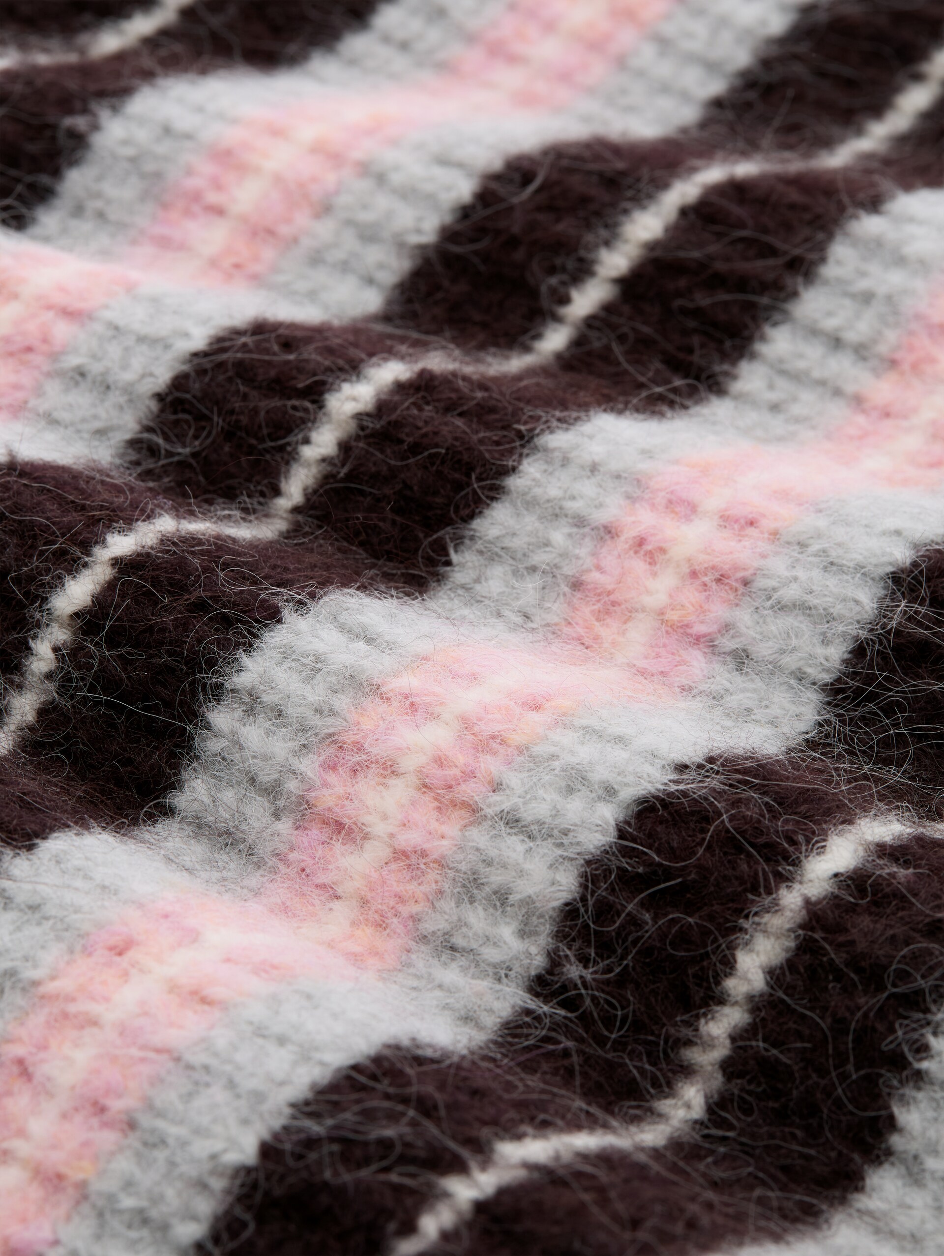 Relaxed Fit Strickpullover mit Rundhalsausschnitt - plum pink grey stripe - Material-Ansicht
