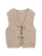 Selected, Knitted waistcoat with bows by Tom Tailor, beige