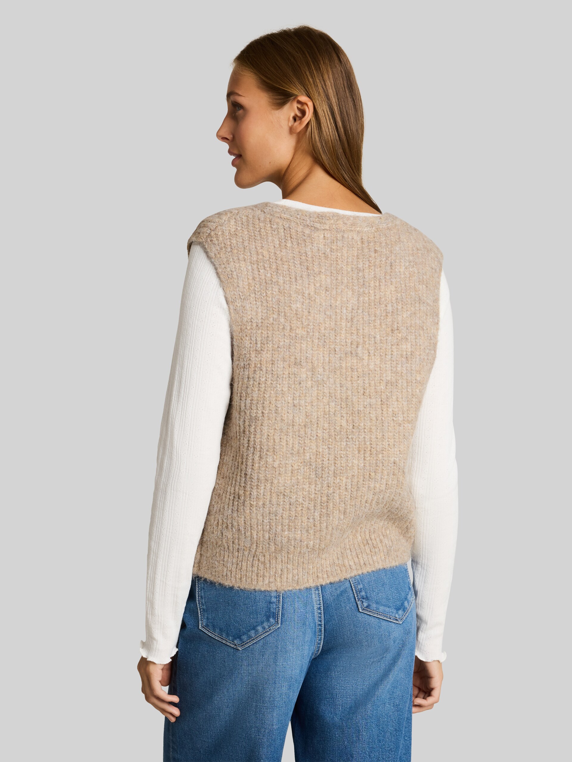 Knitted waistcoat with bows - atmosphere beige melange