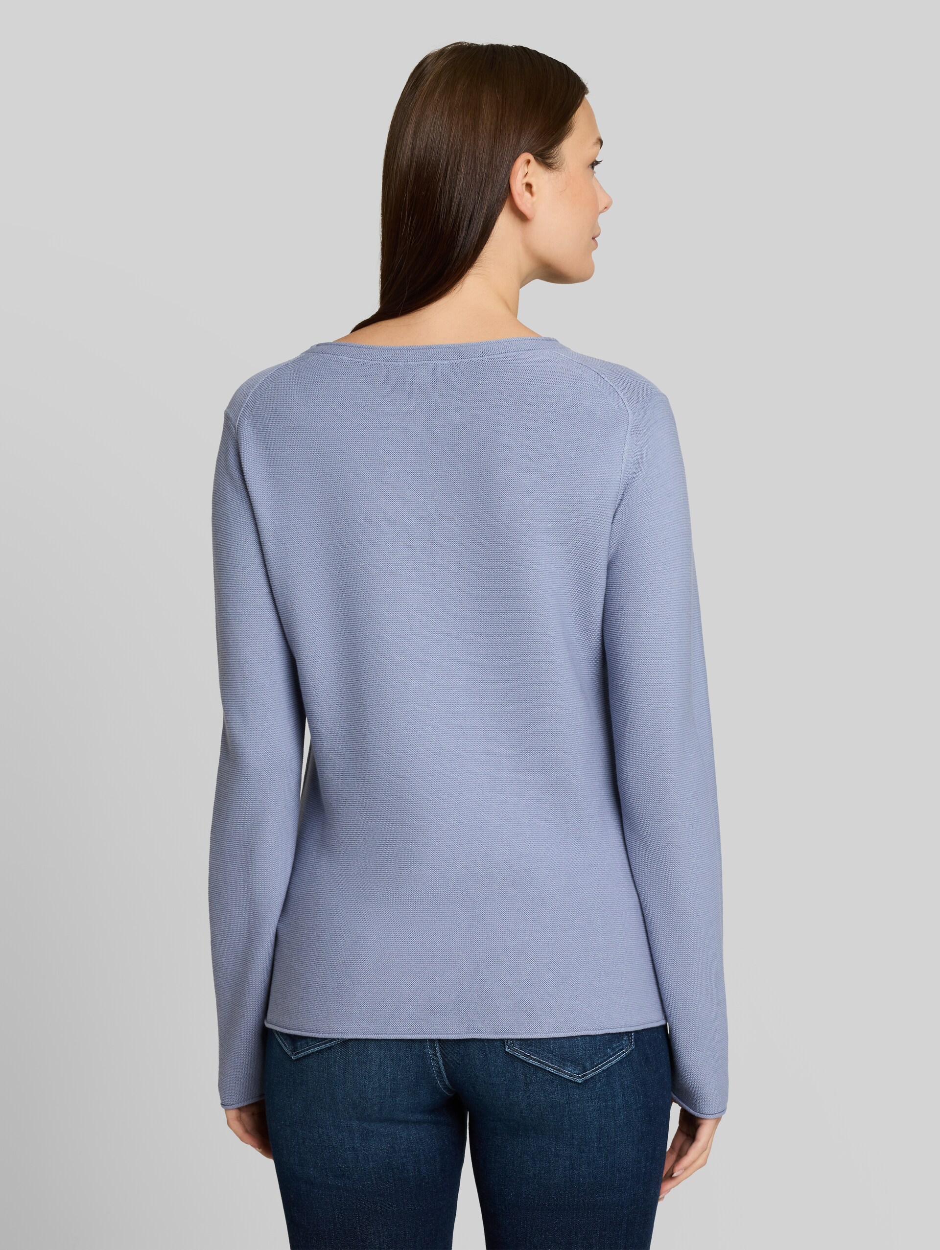 Strickpullover aus Baumwolle - fern blue