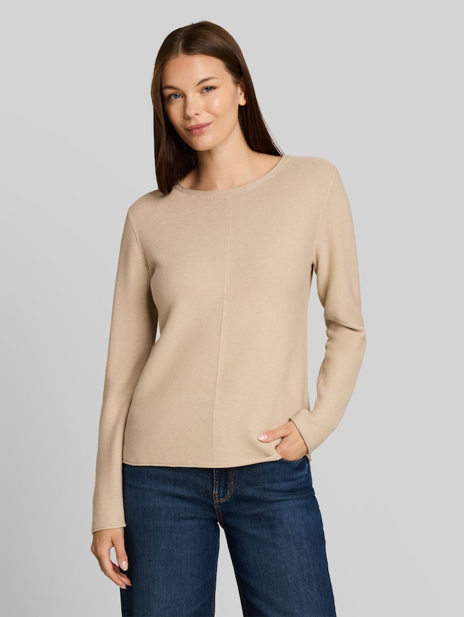 Strickpullover aus Baumwolle von Women, gravel beige melange