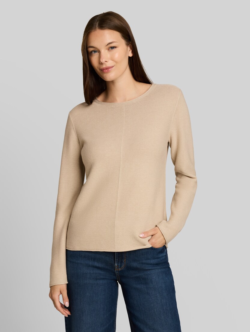 Gebreide trui van katoen door Women, gravel beige melange