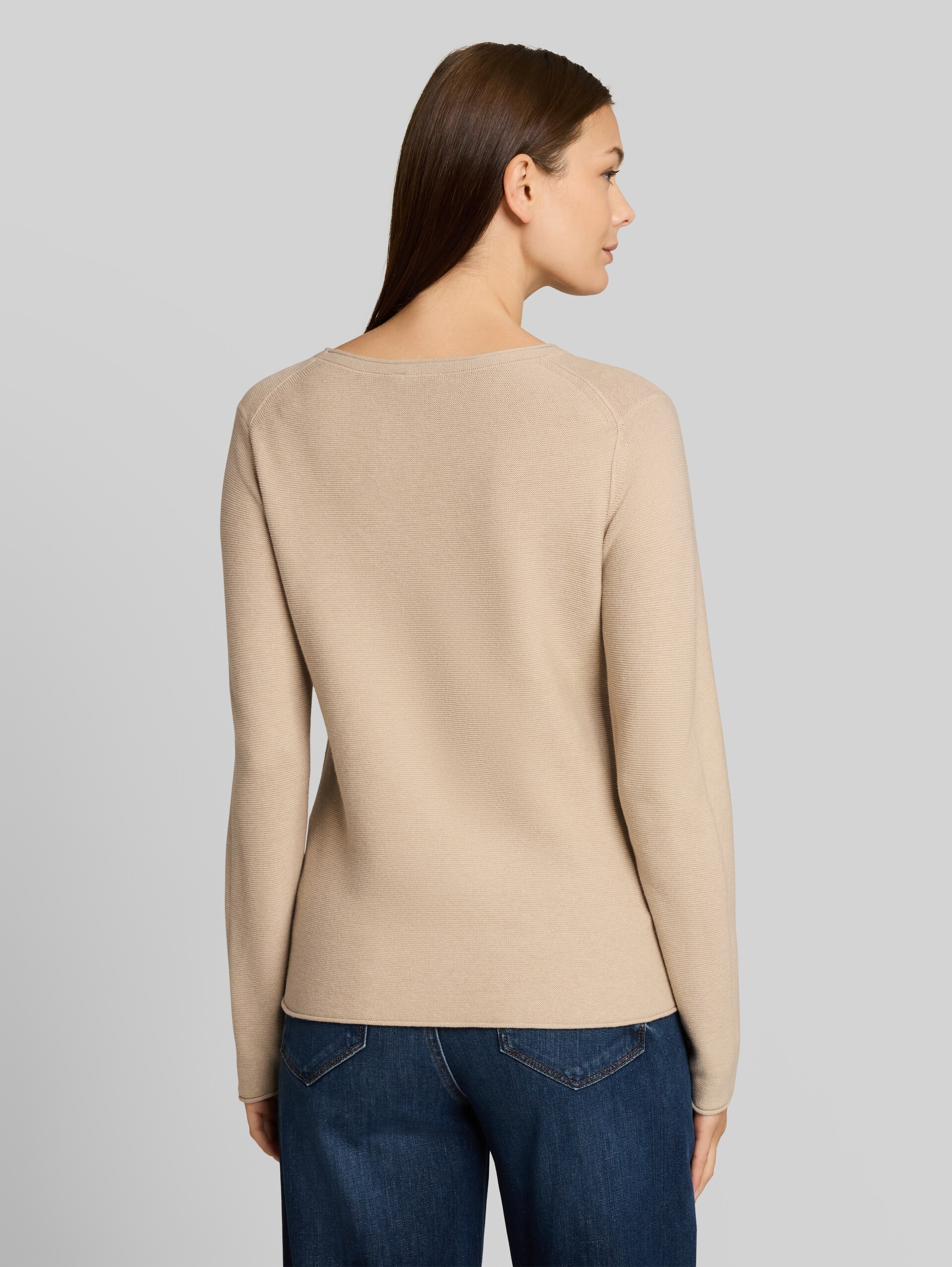 Strickpullover aus Baumwolle - gravel beige melange