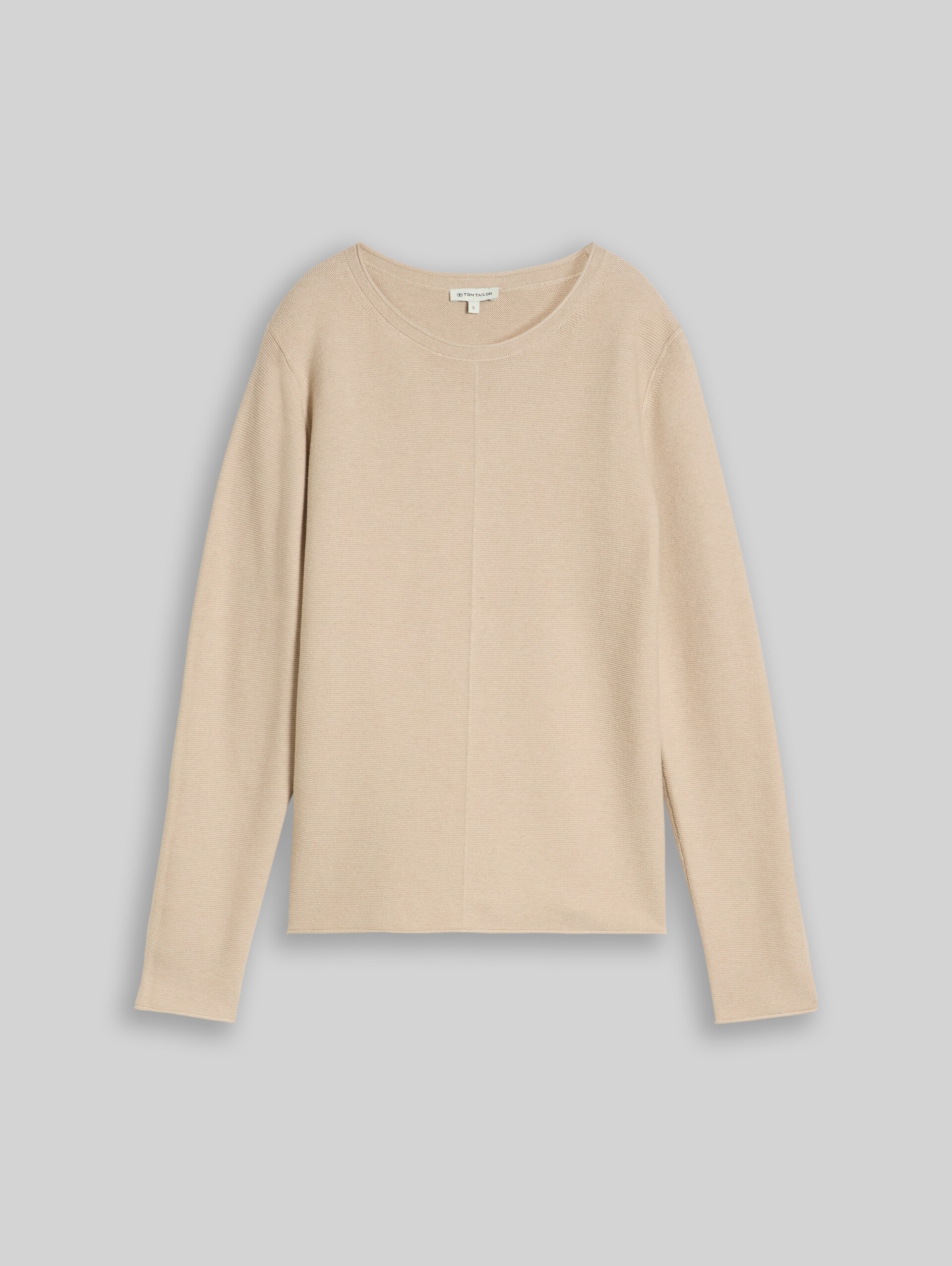 Strickpullover aus Baumwolle - gravel beige melange