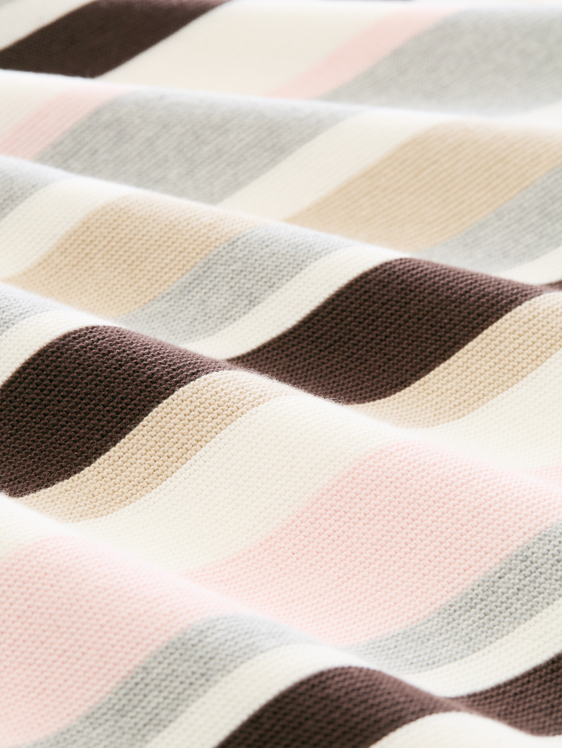 Gebreide trui van katoen - pink beige grey stripe - Materiaalweergave