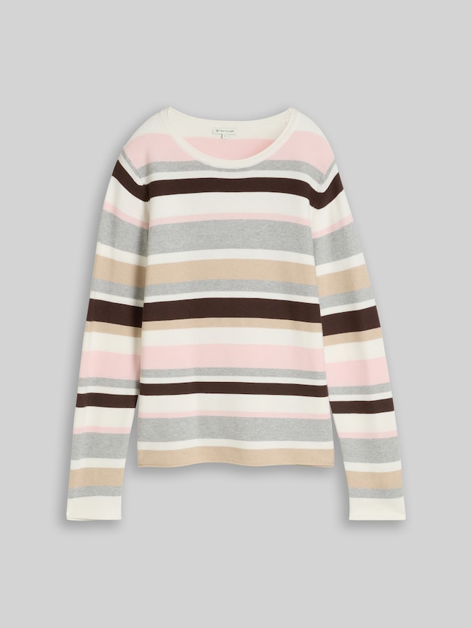 Pullover 1/1 par Women, pink beige grey stripe