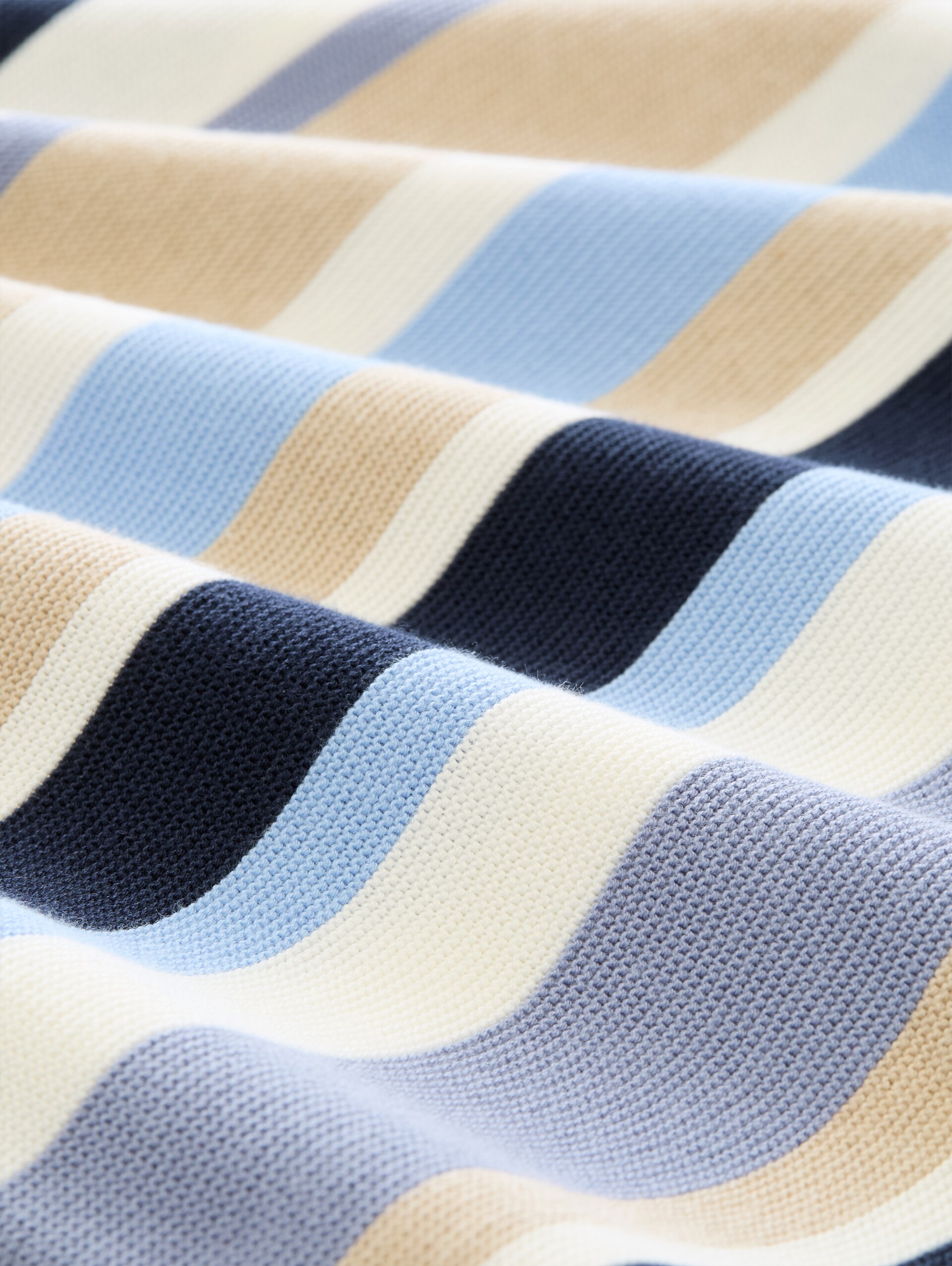 Strickpullover aus Baumwolle - navy blue beige stripe - Material-Ansicht