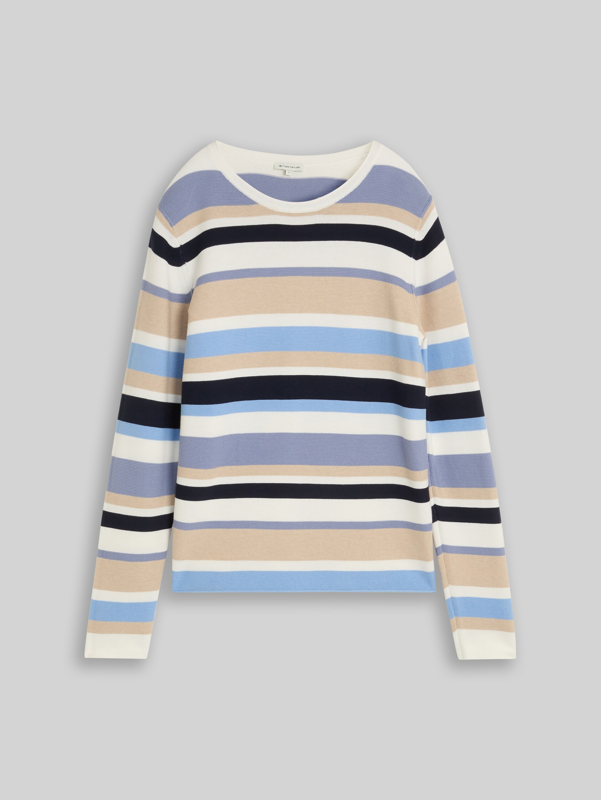 Strickpullover aus Baumwolle - navy blue beige stripe