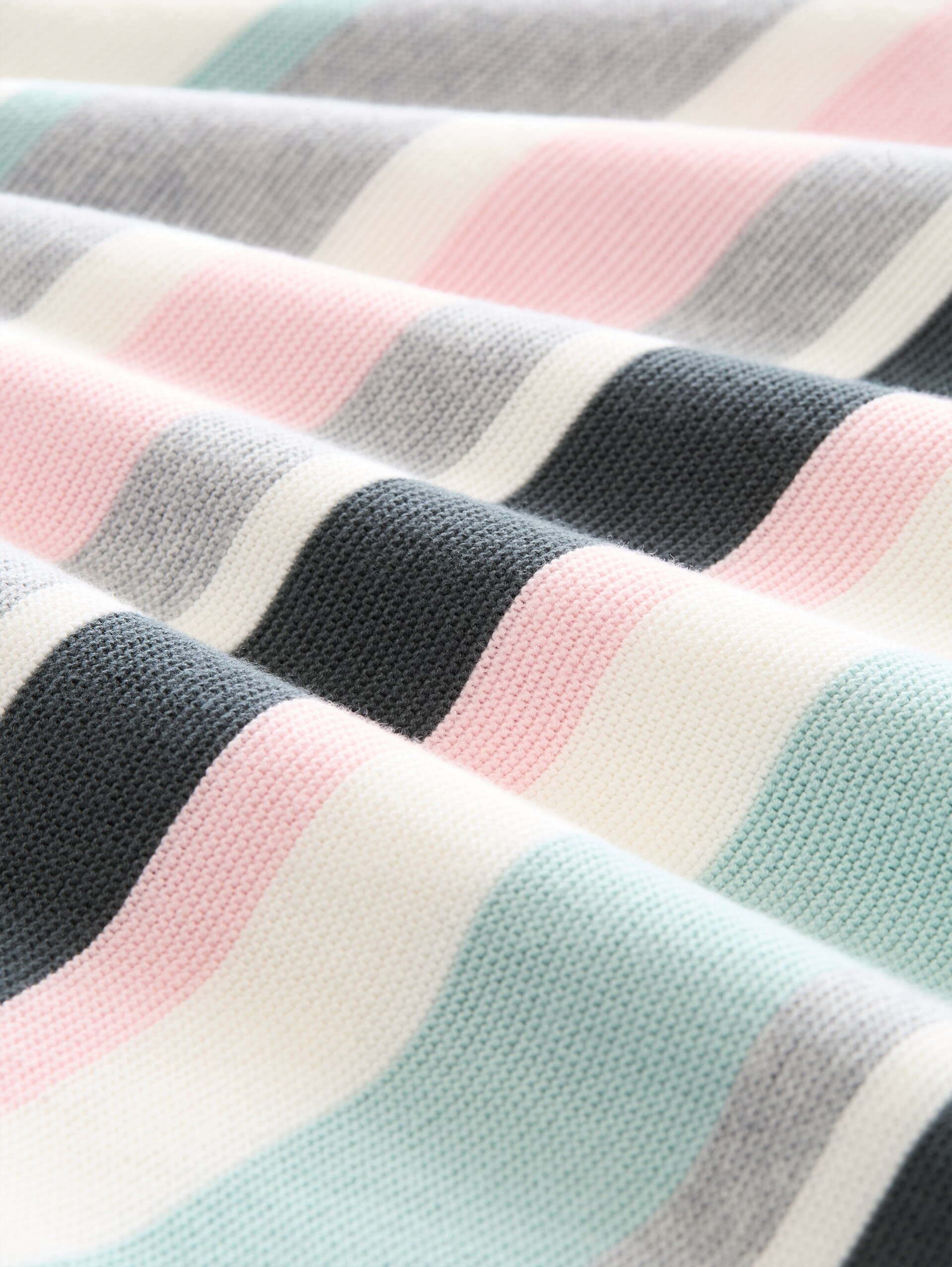 Strickpullover aus Baumwolle - mint pink beige stripe - Material-Ansicht