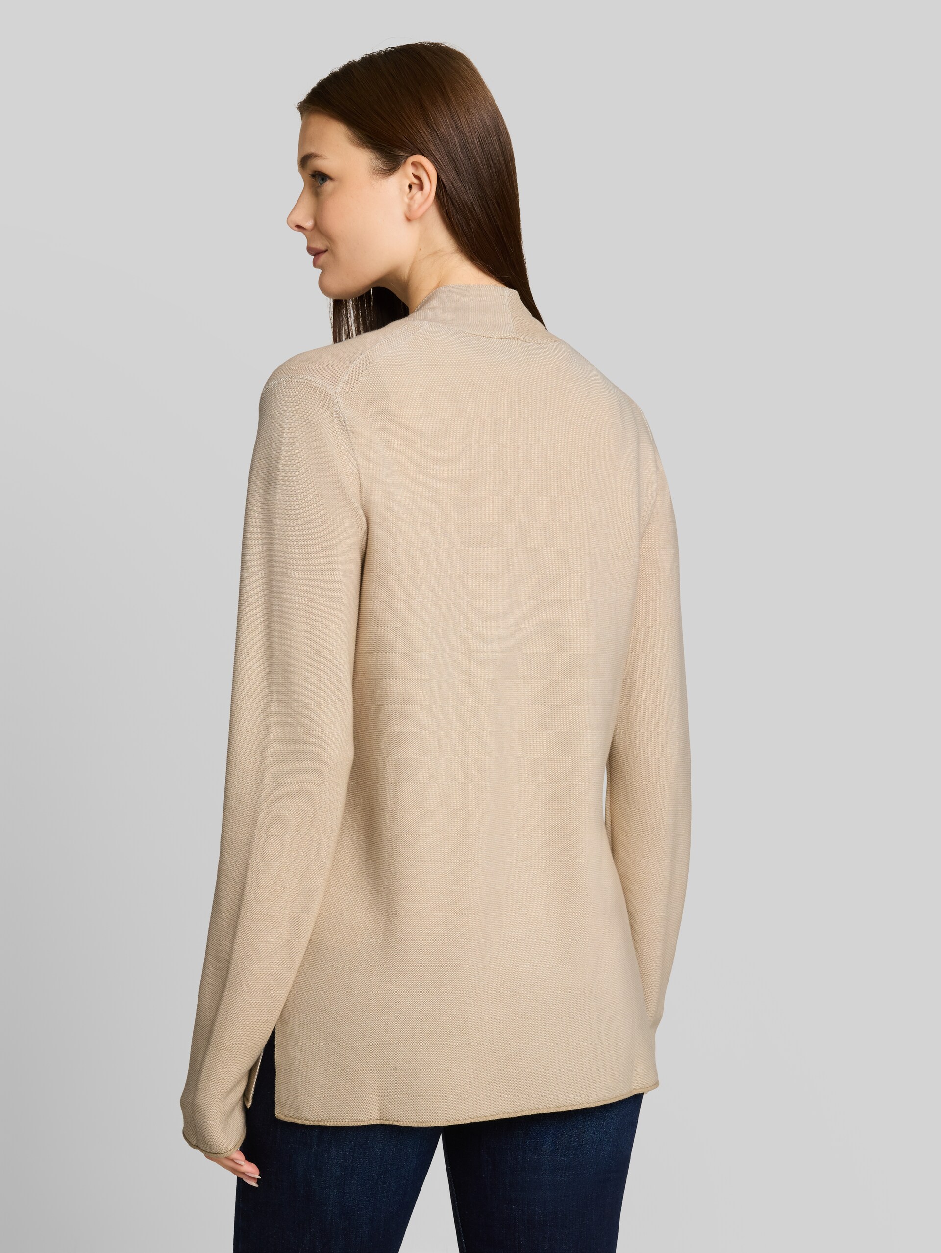 Cardigan aus Baumwolle - gravel beige white structure
