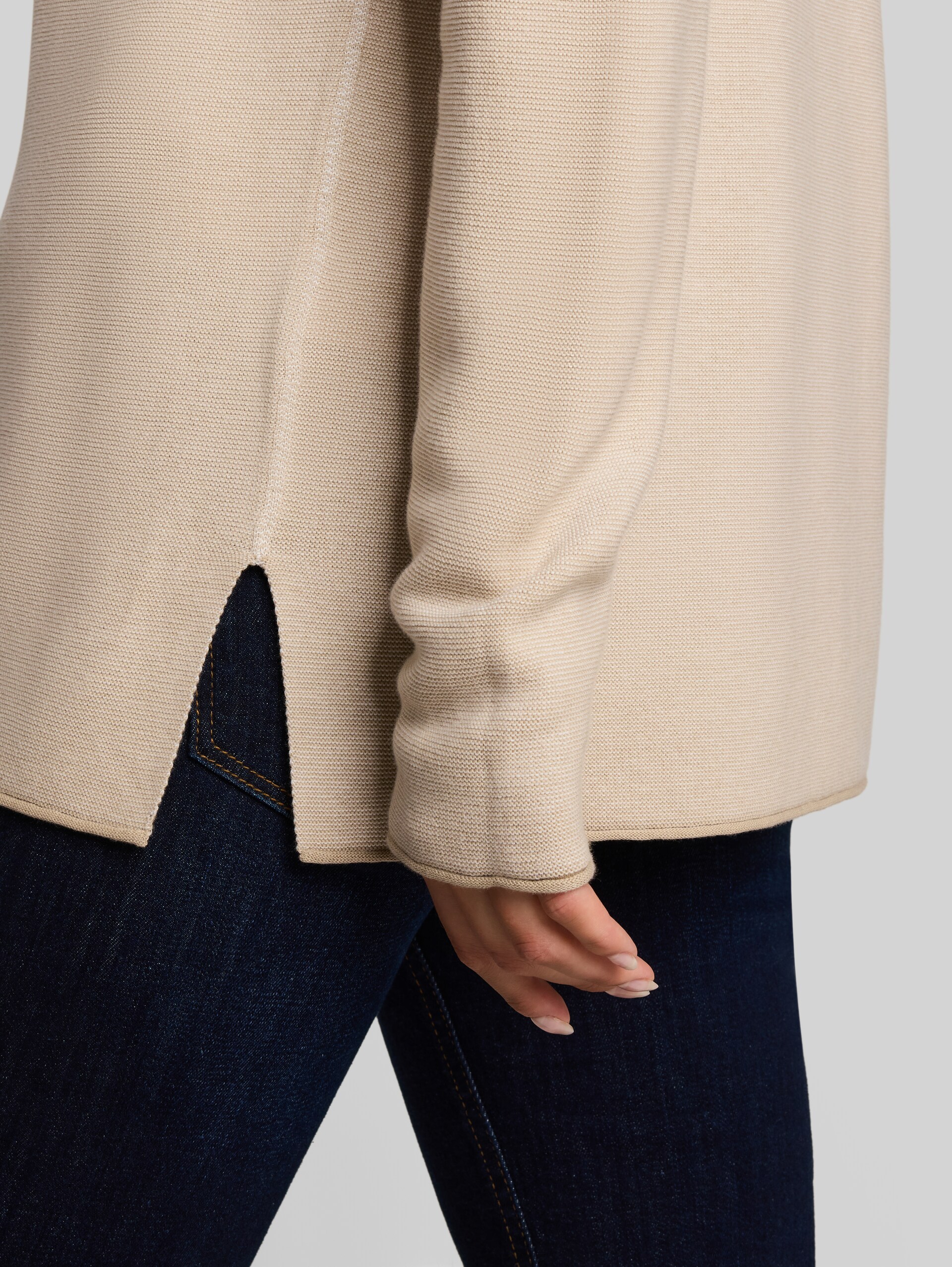 Cardigan aus Baumwolle - gravel beige white structure - Detail-Model-Ansicht