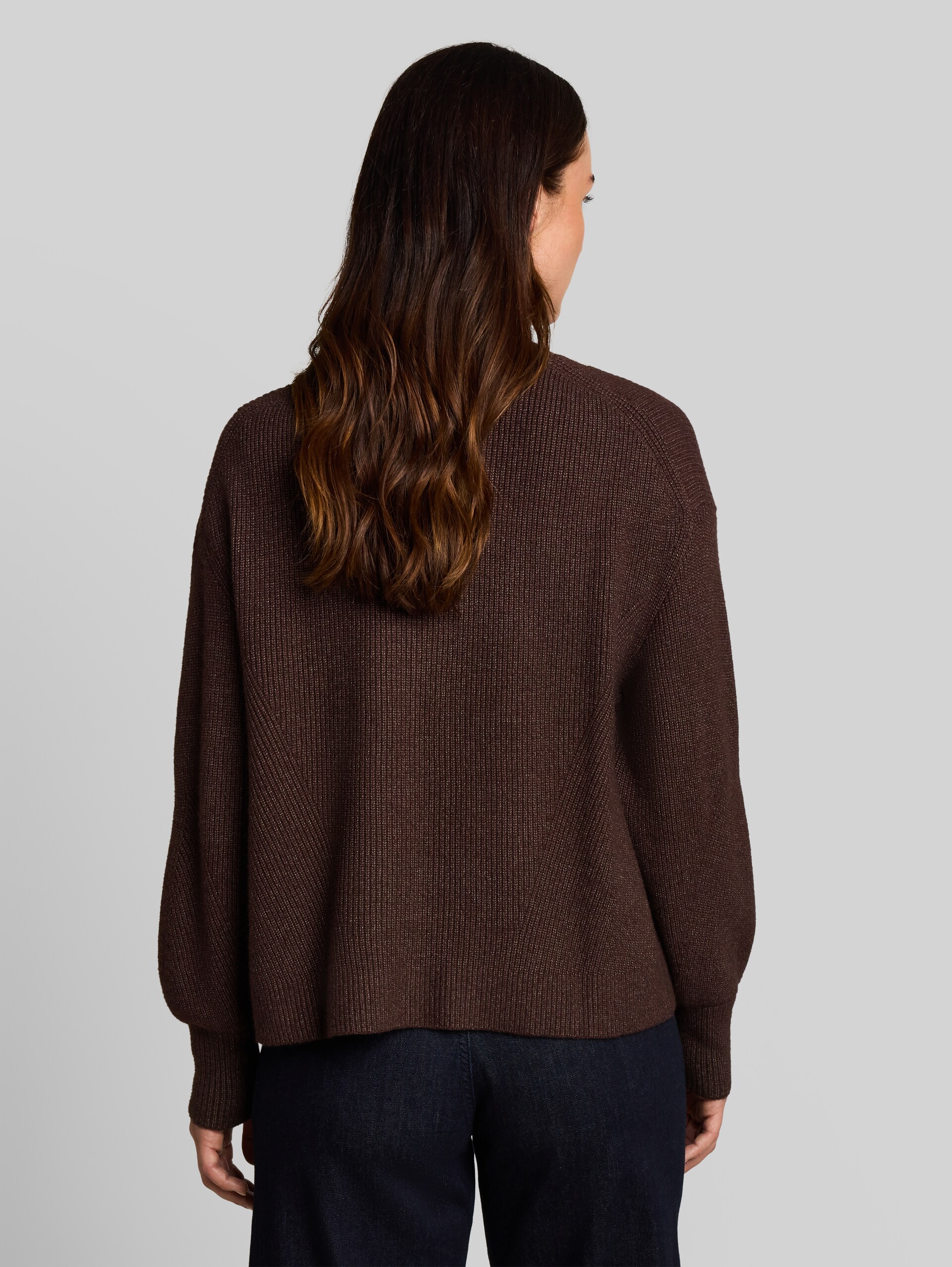 Oversize Cardigan mit V-Ausschnitt - java dark brown melange