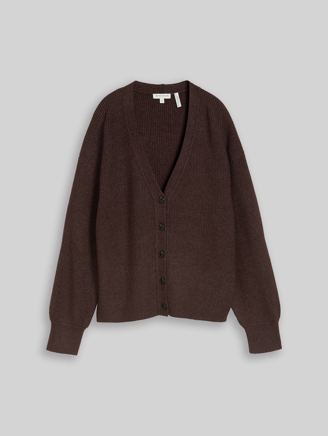Oversized vest met V-hals door Women, java dark brown melange