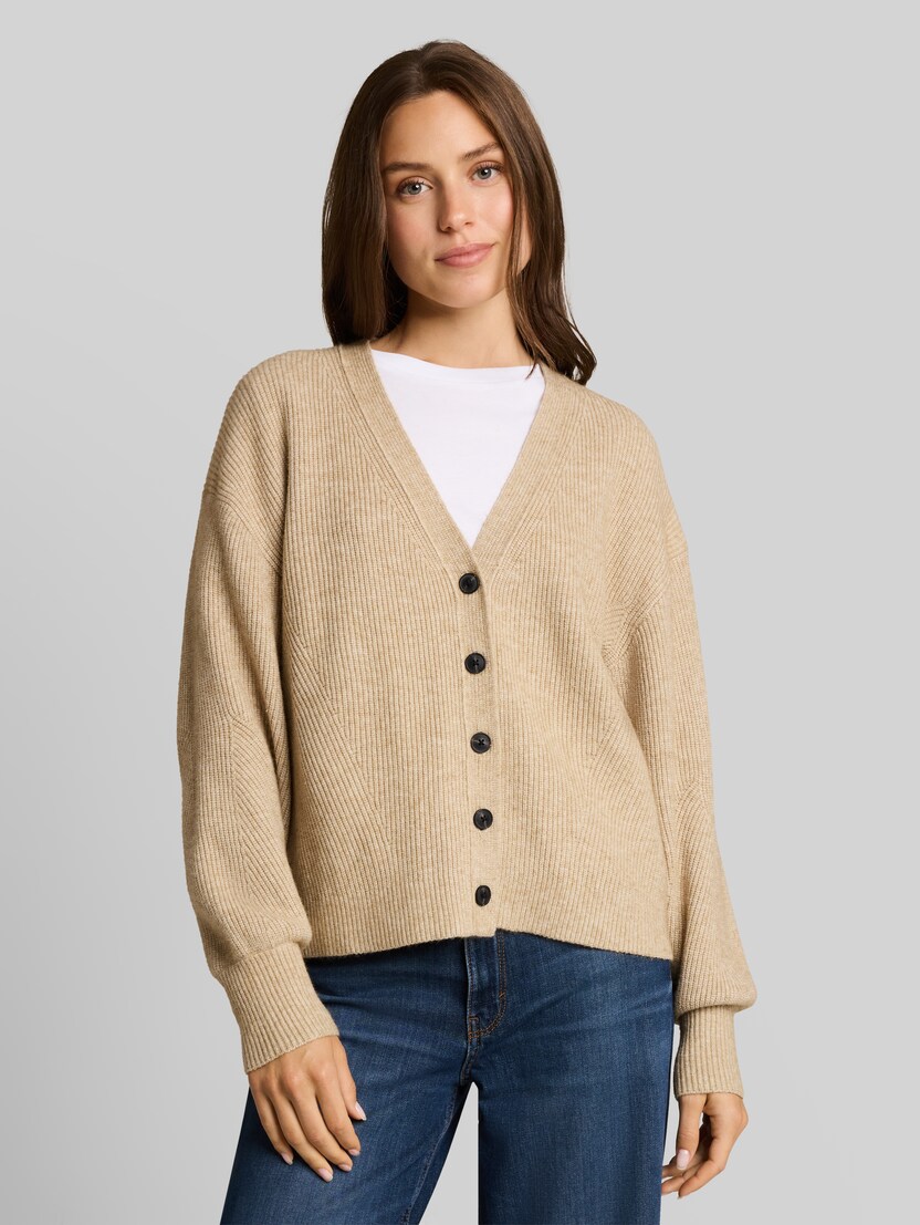 Oversized vest met V-hals door Women, gravel beige melange