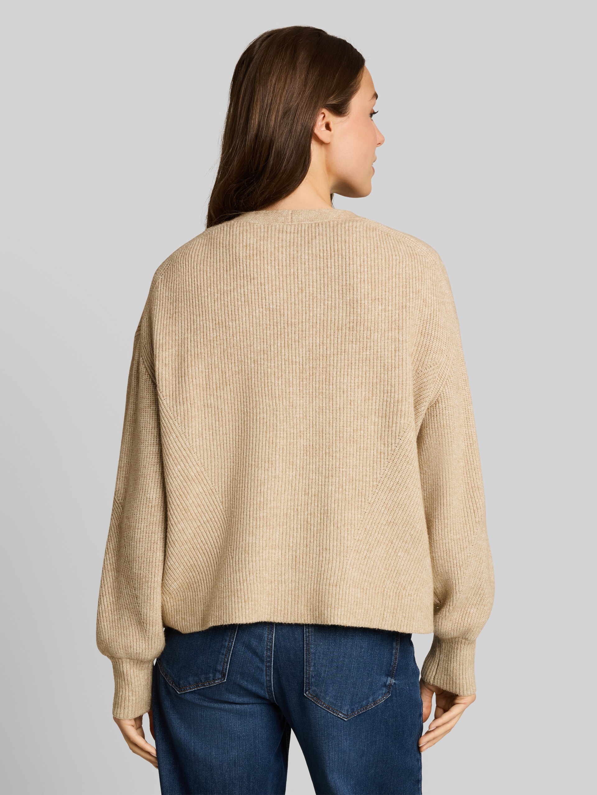 Oversize Cardigan mit V-Ausschnitt - gravel beige melange