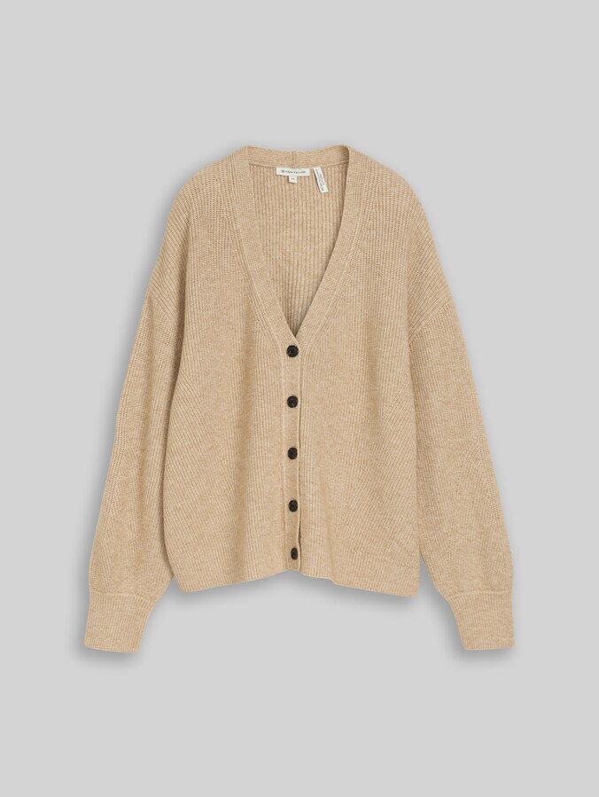 Oversize Cardigan mit V-Ausschnitt von Women, gravel beige melange