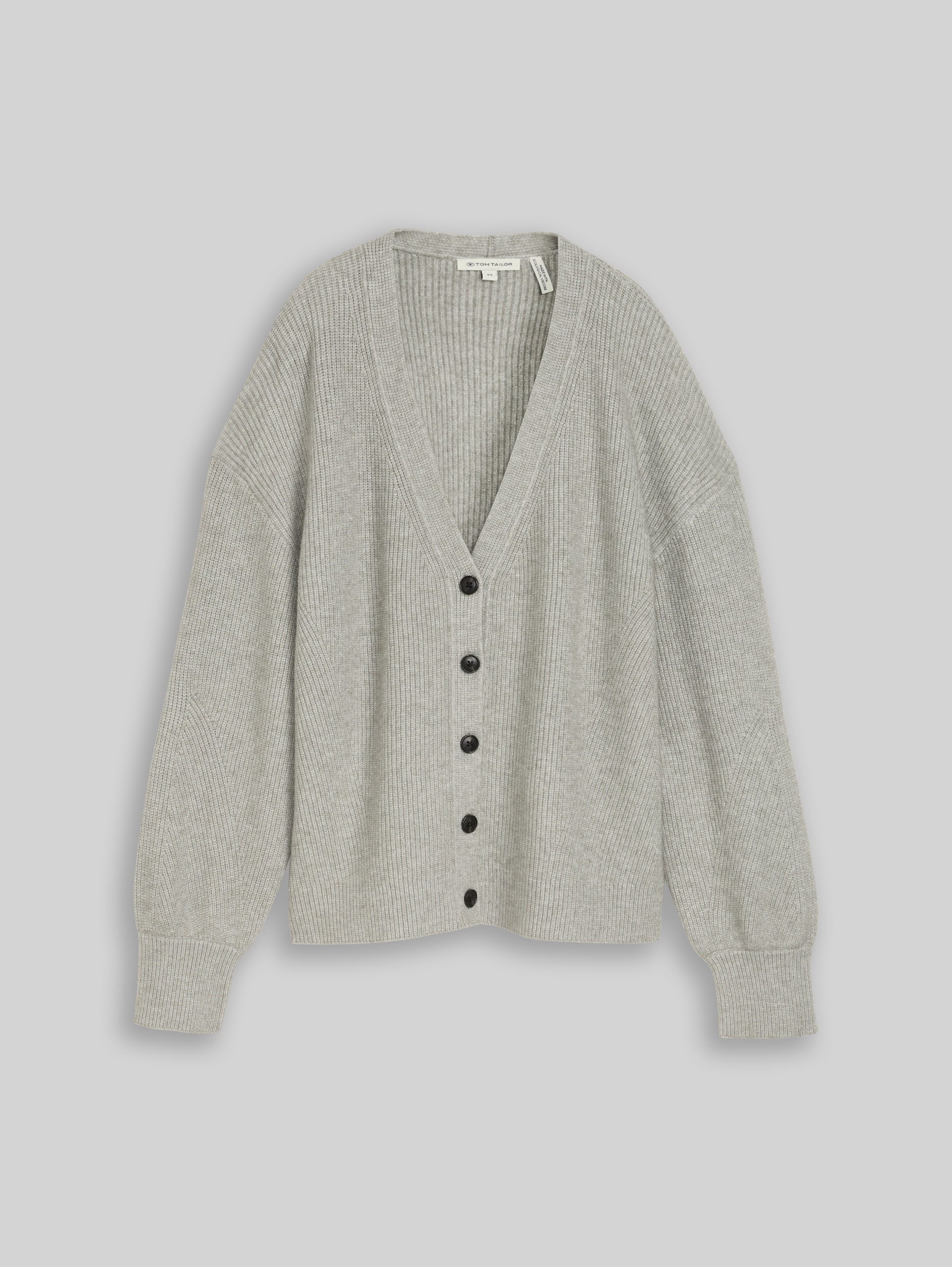 Oversize Cardigan mit V-Ausschnitt - soft grey melange