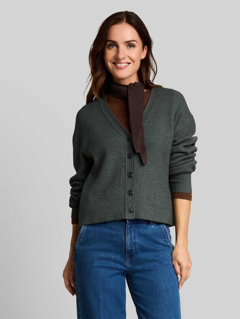 Oversize Cardigan mit V-Ausschnitt von Women, olive dark melange