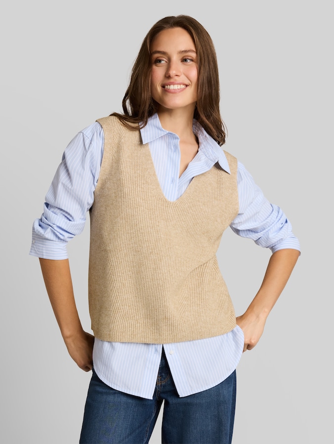 Pullunder mit V-Ausschnitt von Women, gravel beige melange