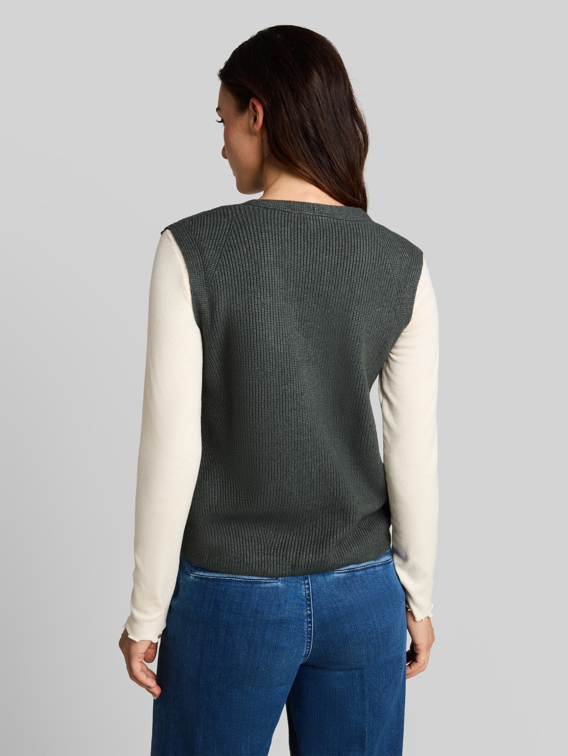 Pullunder mit V-Ausschnitt - dark olive melange