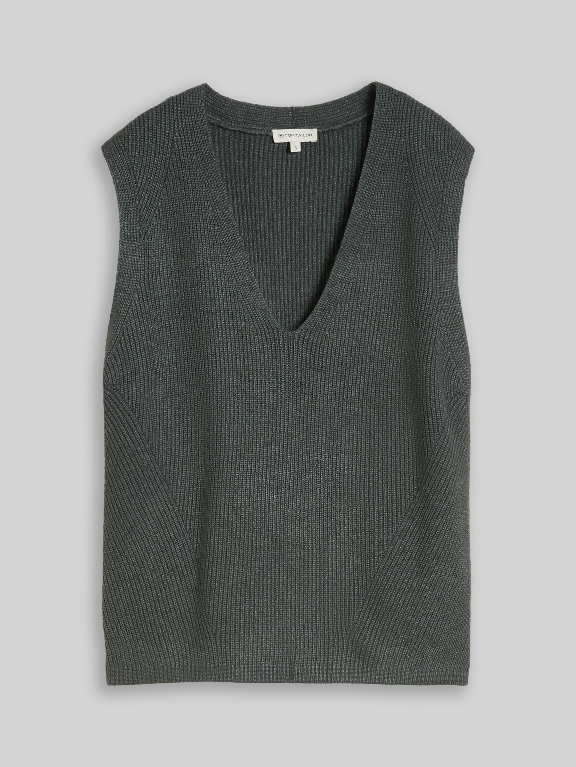 Pullunder mit V-Ausschnitt - dark olive melange