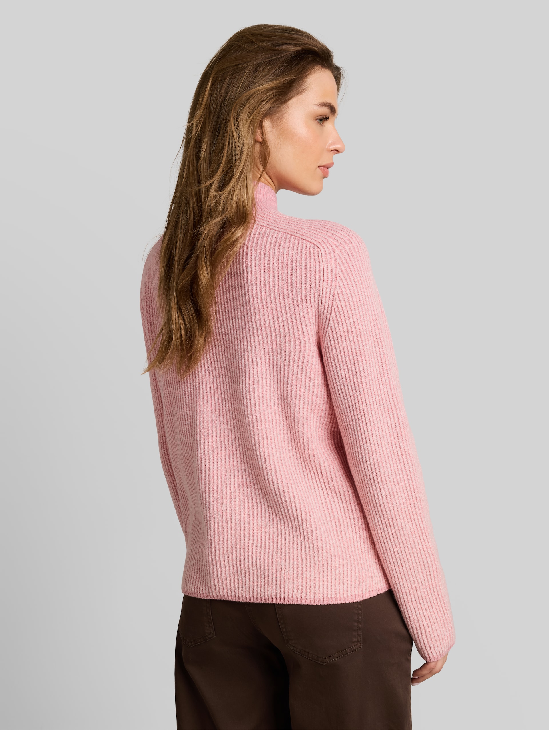 Loose Fit Strickpullover mit Wollanteil - light pink structure