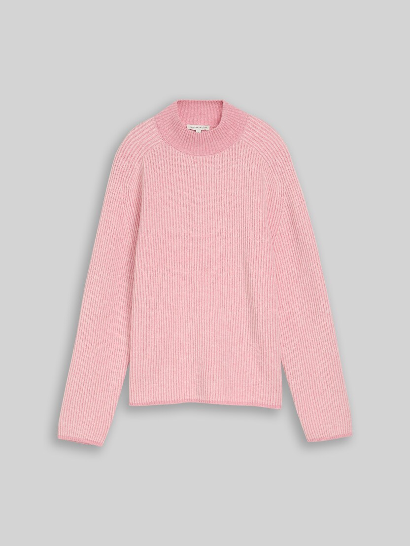 Loose-fit knitted jumper with wool blend by Women, light pink structure