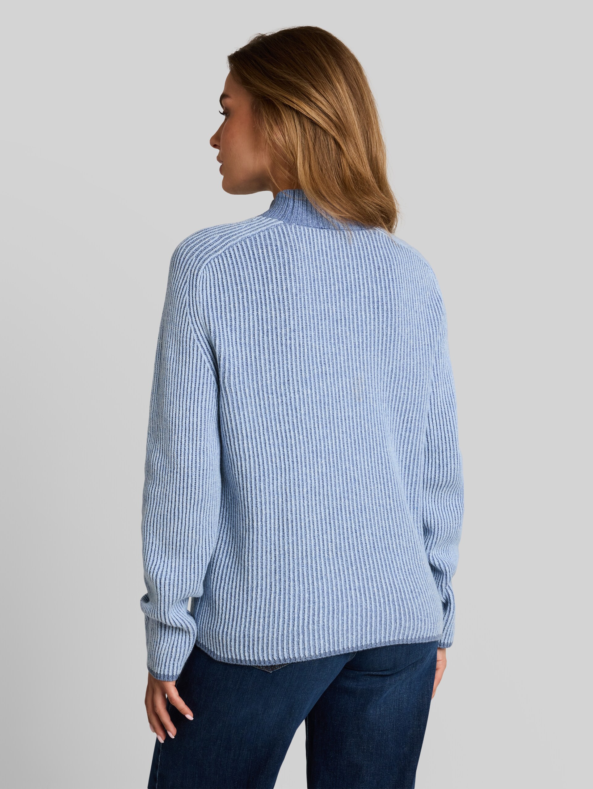 Loose Fit Strickpullover mit Wollanteil - fern blue structure