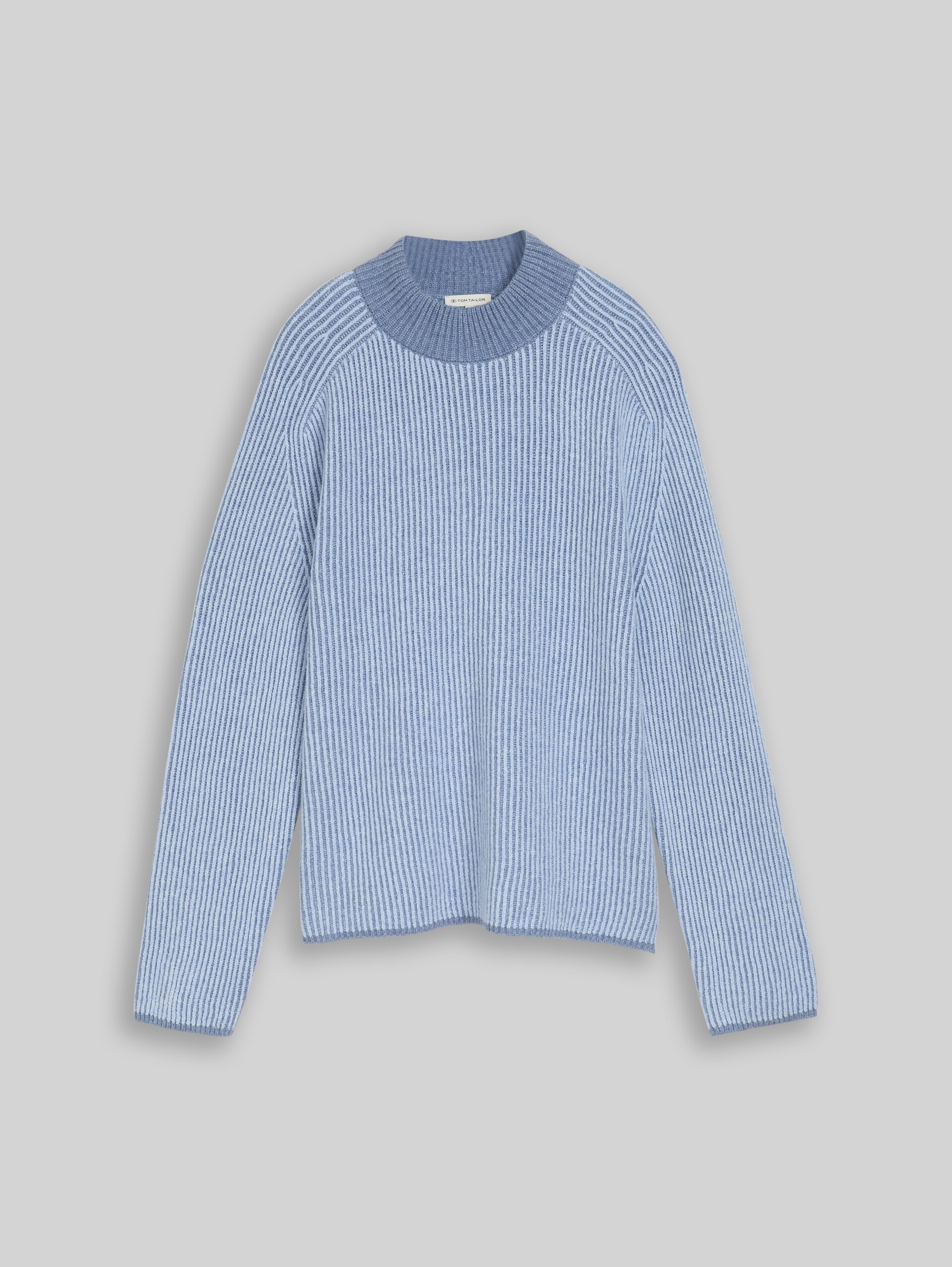 Loose Fit Strickpullover mit Wollanteil - fern blue structure