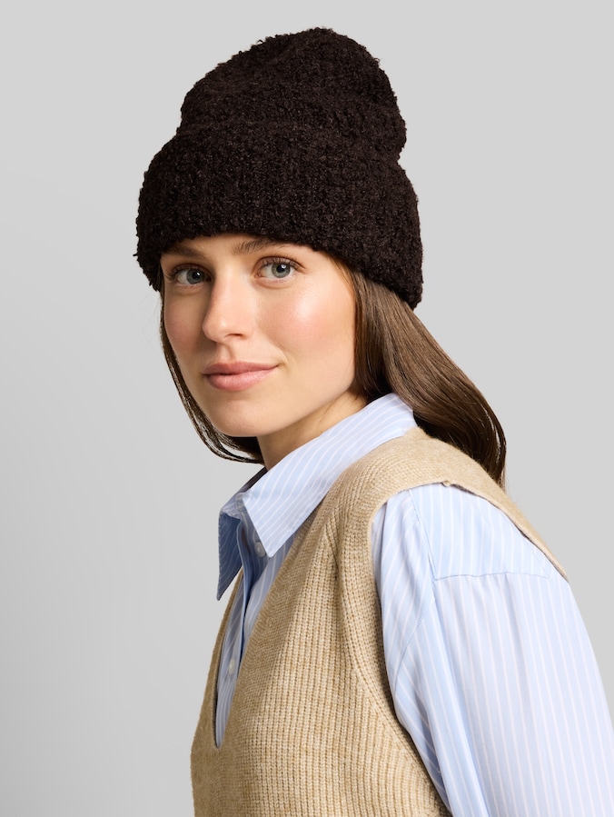 Bouclé Beanie Mütze von Women, java dark brown