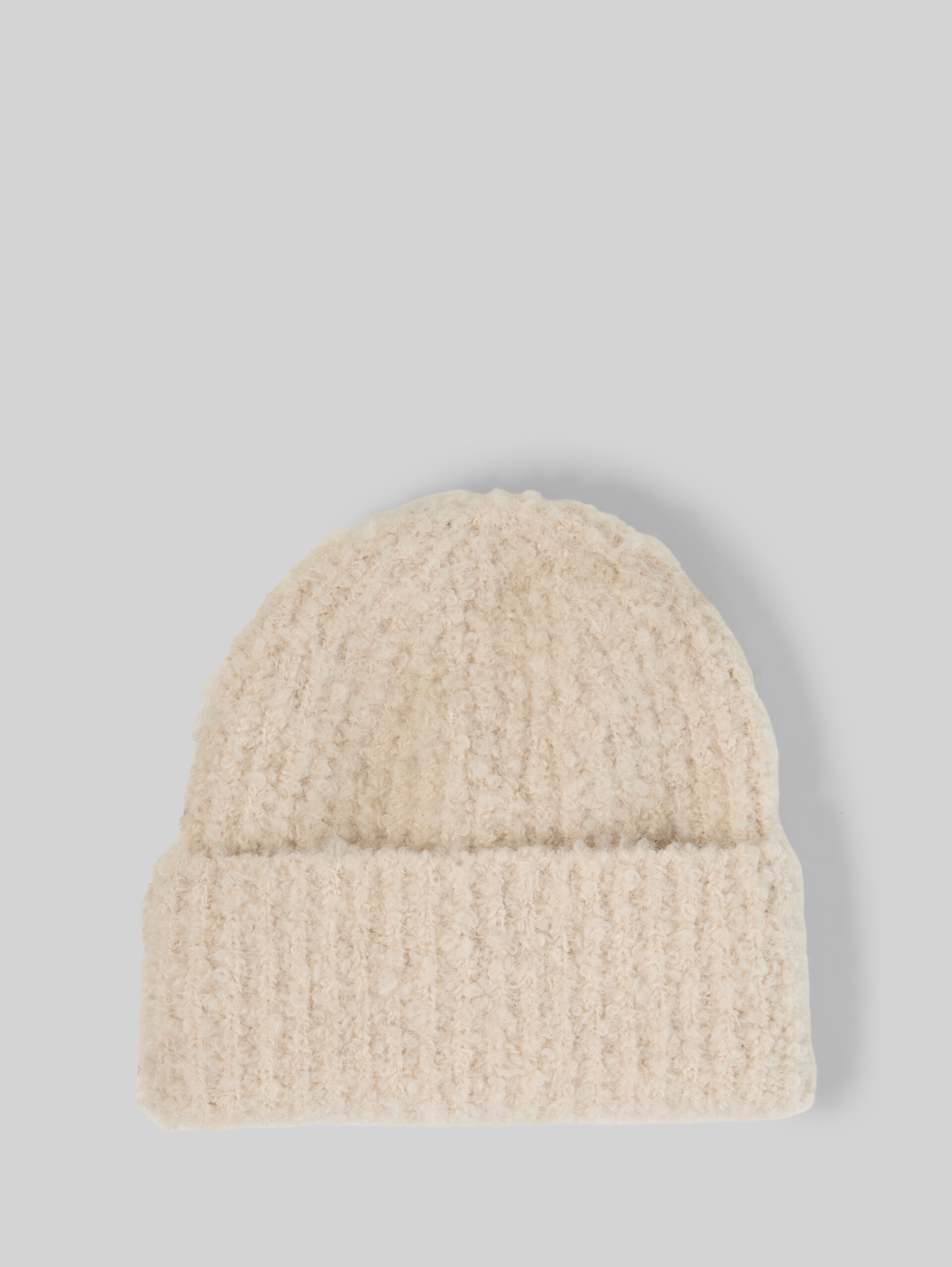 Bouclé-beanie - whisper offwhite melange - Product vooraanzicht