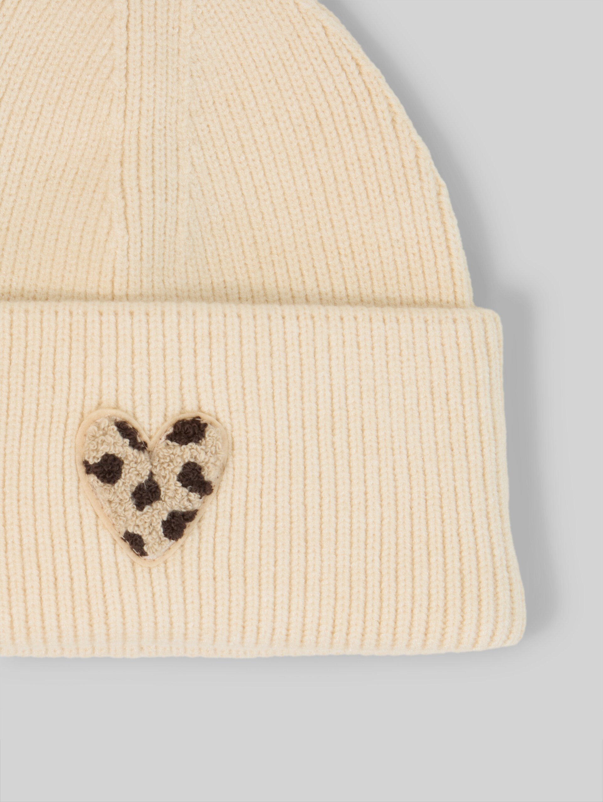 Beanie met badge - whisper offwhite melange - Materiaalweergave