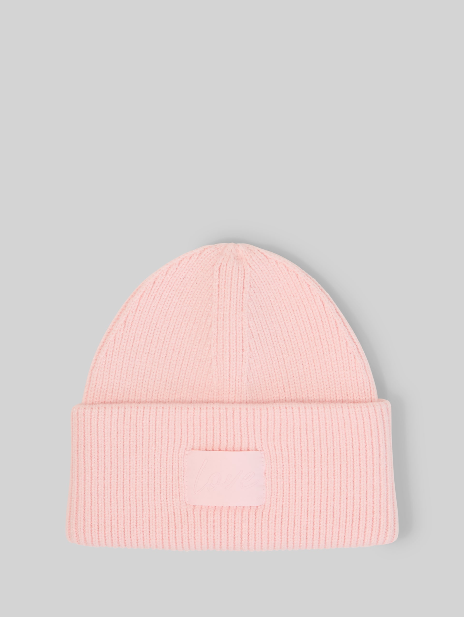 Beanie met badge - light pastel pink melange - Product vooraanzicht