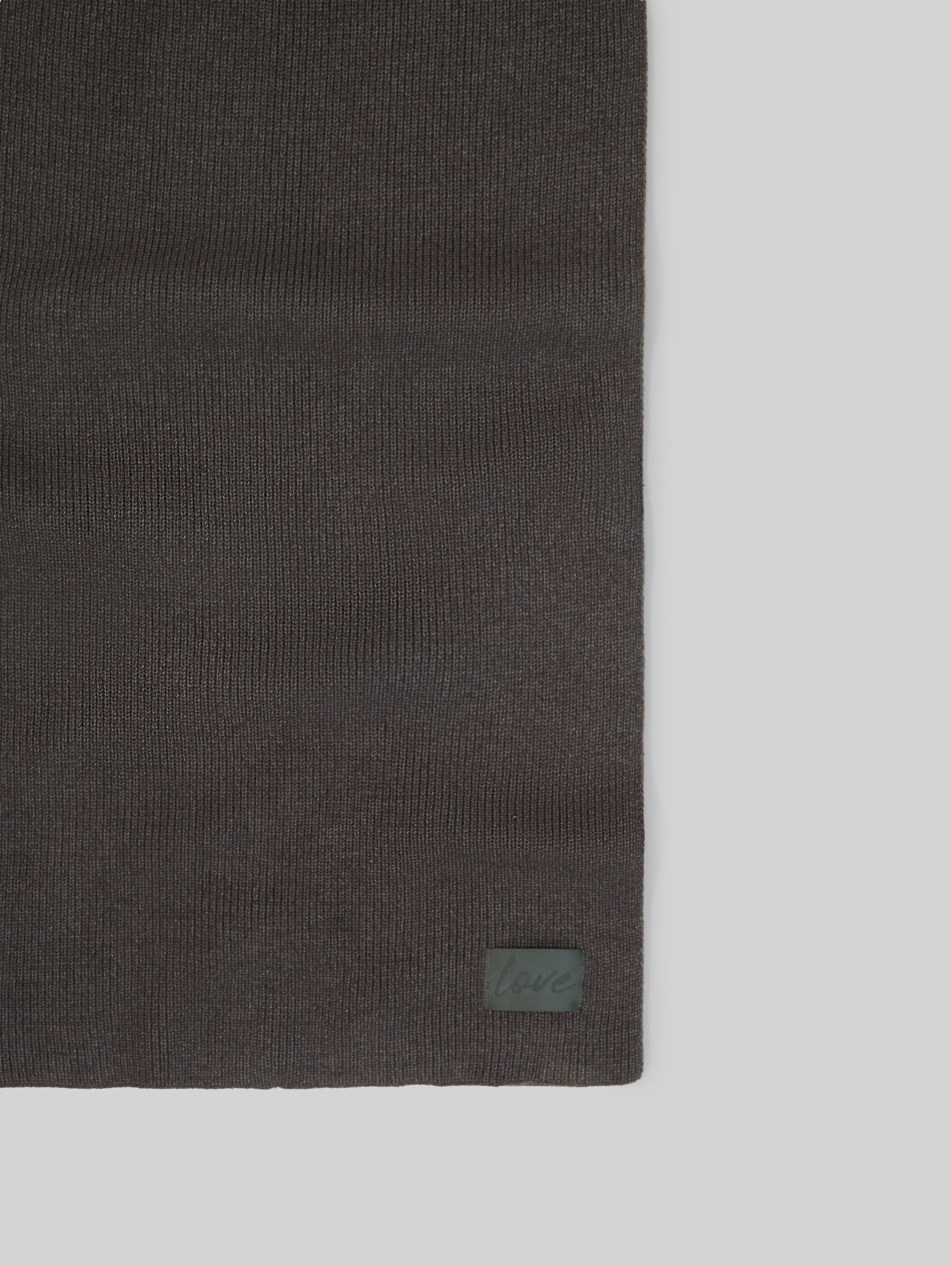 Gebreide sjaal met badge - dark olive melange - Materiaalweergave