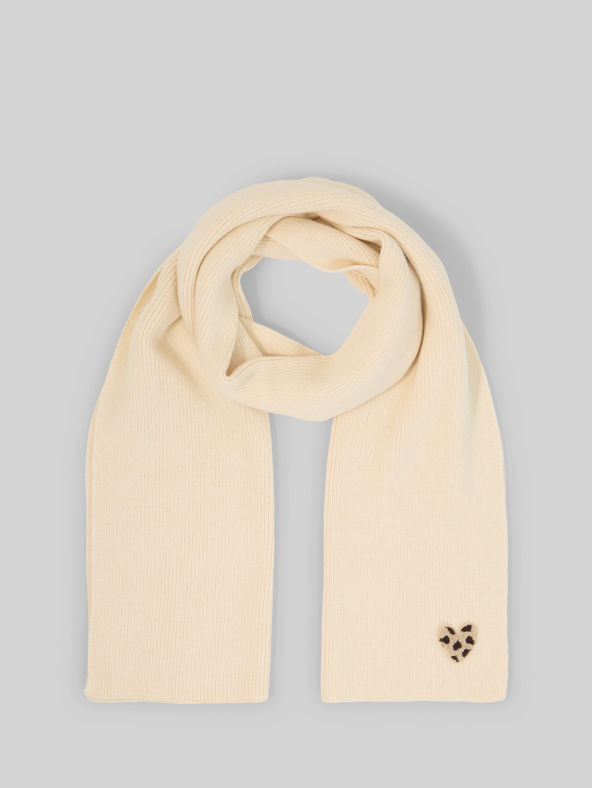 Gebreide sjaal met badge - whisper offwhite melange - Product vooraanzicht