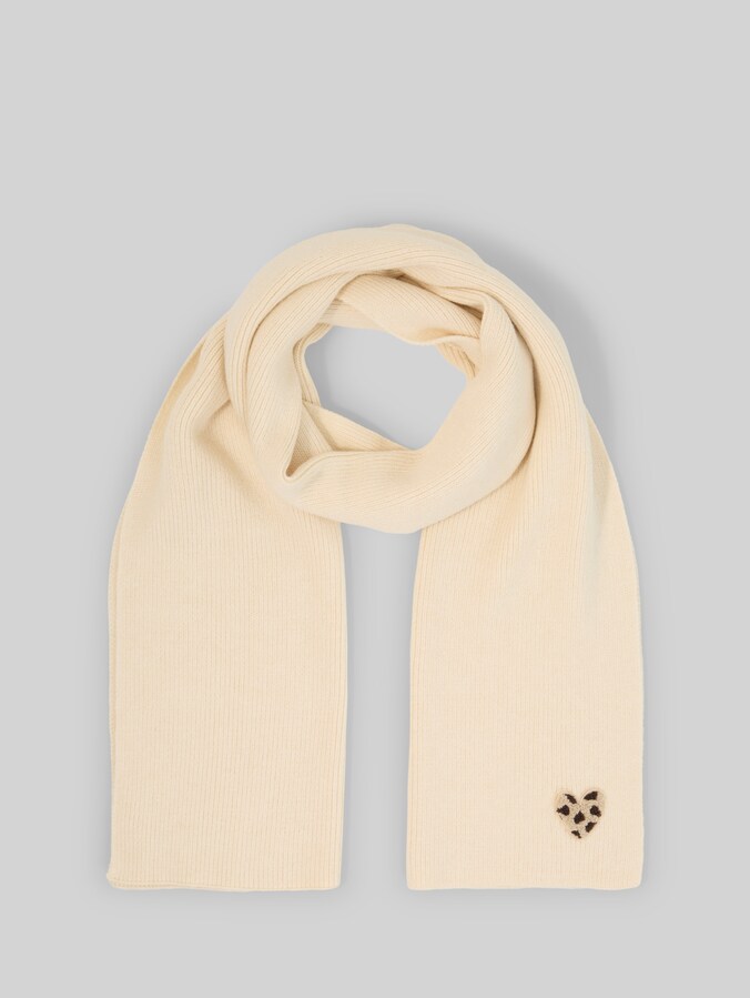 Knitted scarf with badge by Women, whisper offwhite melange