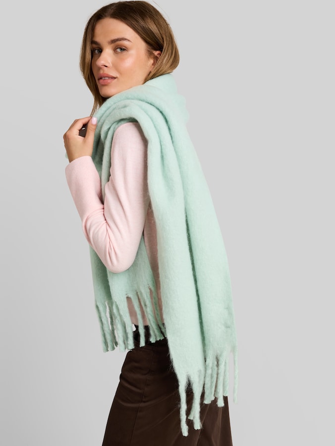 Gezellige sjaal met franjes door Women, dusty light green