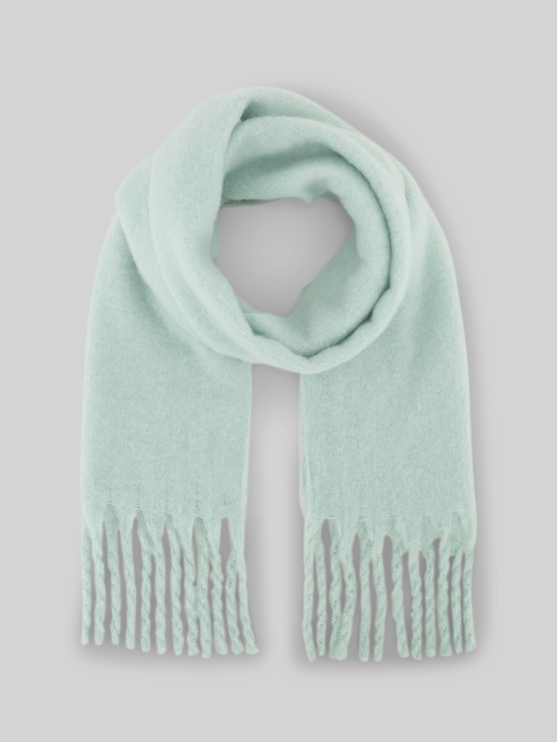 Cosy Schal mit Fransen - dusty light green - Vorder-Produkt-Ansicht