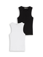 Ausgewählt, Slim Fit Top im 2er-Pack von Tom Tailor, schwarz