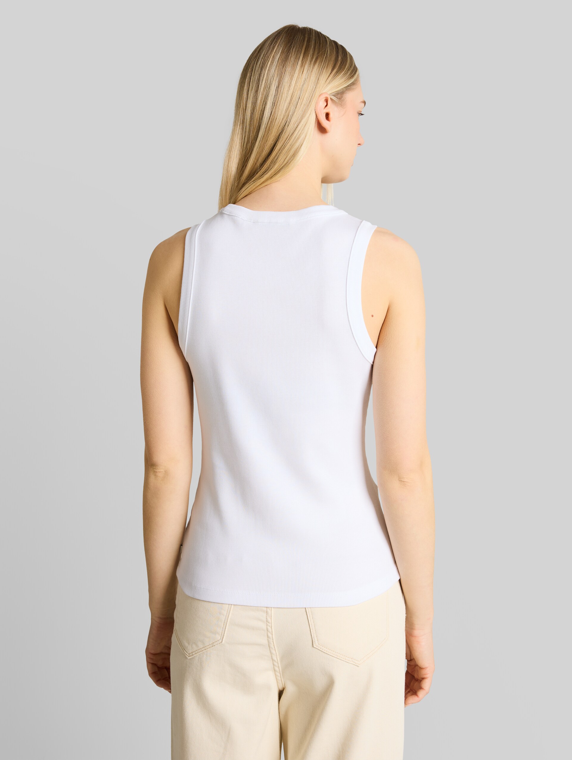 Slim fit top in a pack of 2 - White - Neckline model-back view